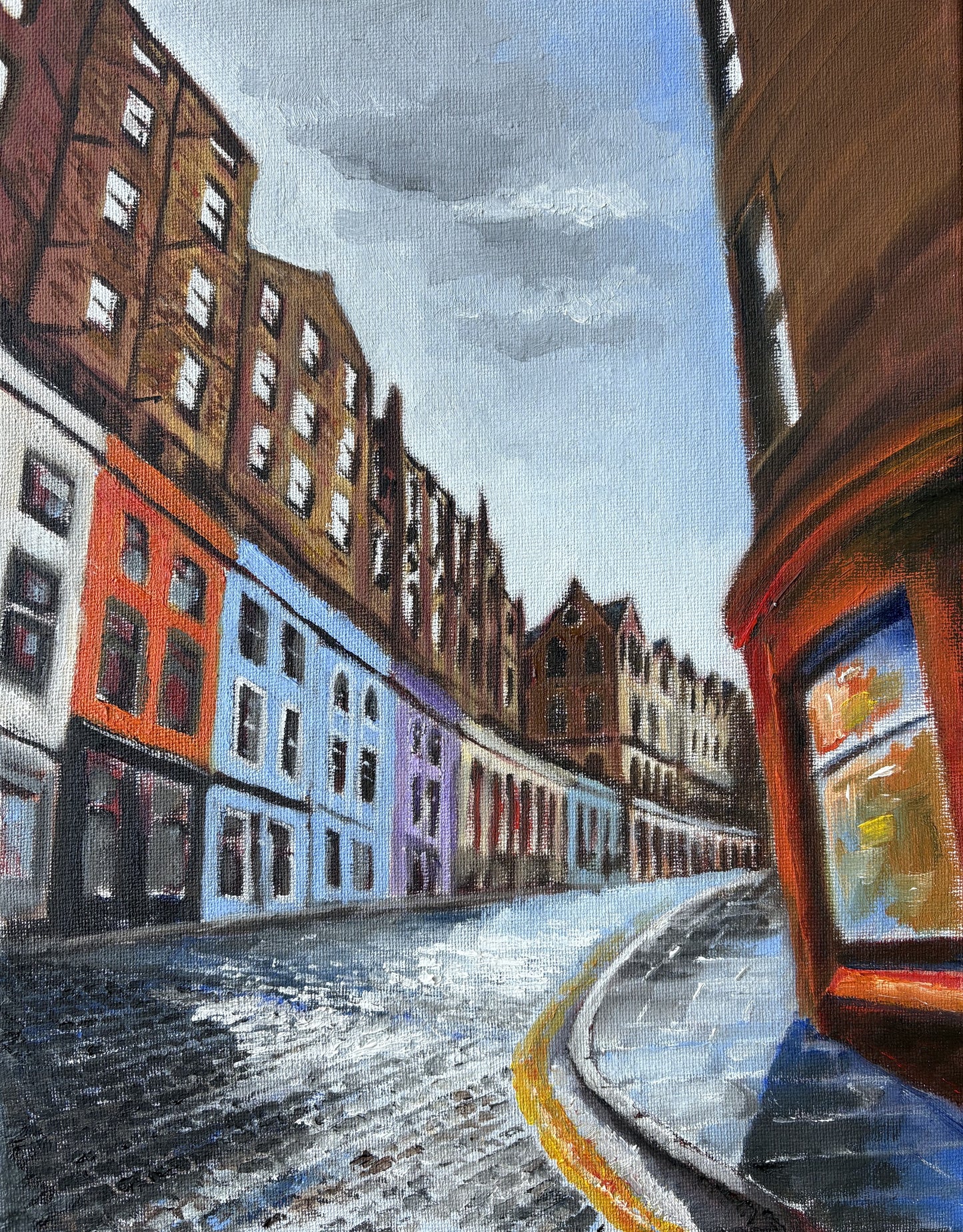 Victoria Street, Edinburgh. Oil Painting